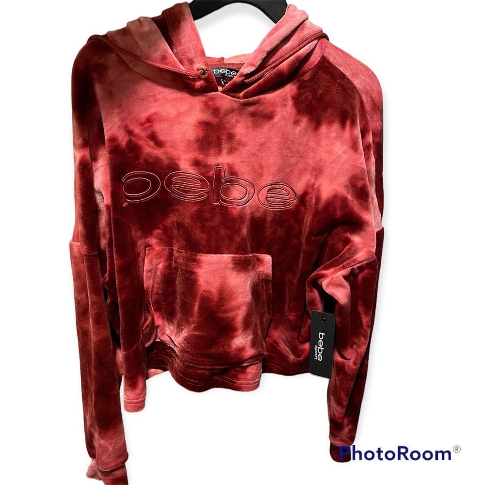 Bebe Sport Logo Soft Plush Velour Hoodie NWT Large